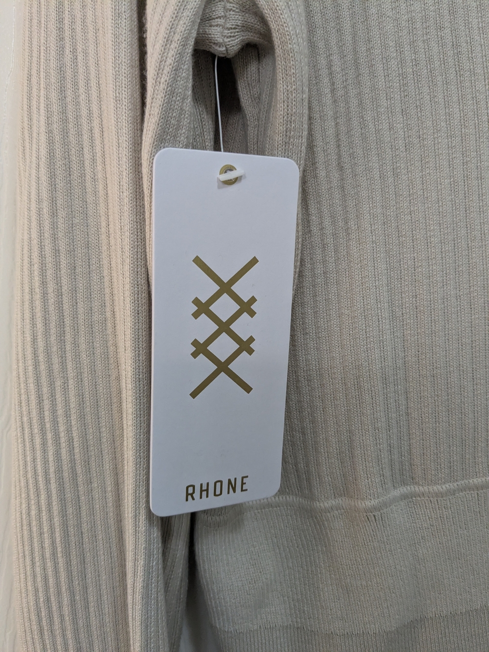 RHONE Cream Zip Ribbed V-Neck Cardigan - Picture 6 of 9